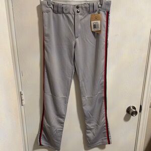 NWT Evoshield Boys Youth Large Gray Baseball Pants Full‎ Length Red Black Piping